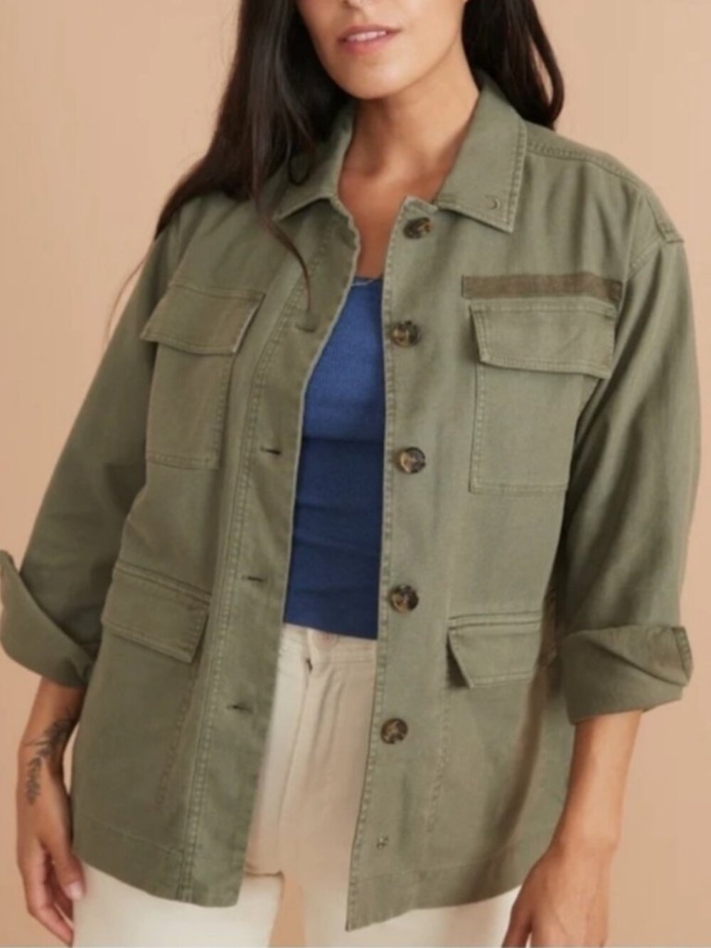 Marine Layer Zito Chore Utility Jacket Coat Button Up Olive Green - Womens Large